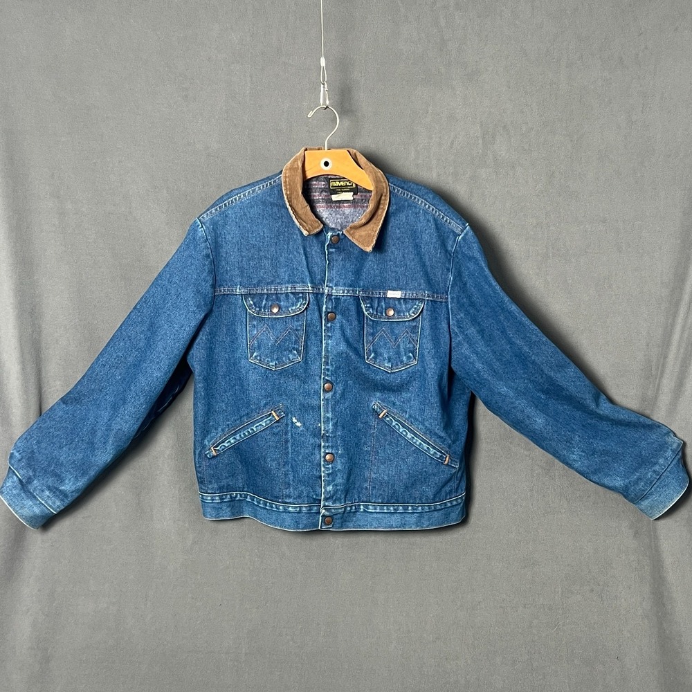 Vtg 70s Maverick Automaticks Blanket Lined Denim Trucker Jacket Mens XL 46 USA